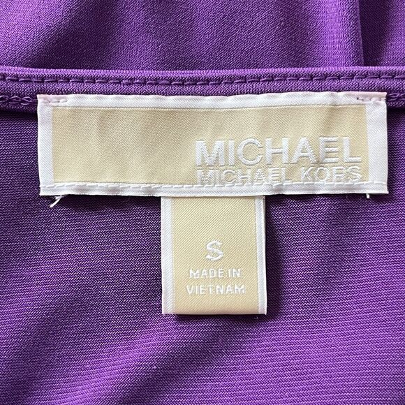 Michael Kors Women Purple Chain Strap Tank Top Size S Gold Hardware Drape Blouse - Picture 8 of 12
